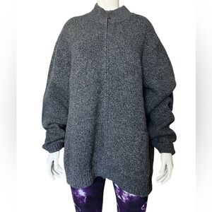 LL Bean Gray Cardigan Sweater Mens XXL -Reg Full Zip Pockets 100%  Wool Grandpa